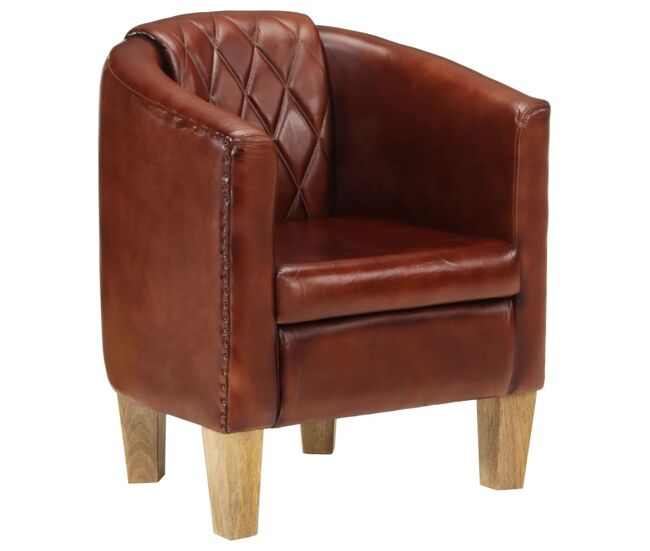 Vidaxl sillón butaca de cuero auténtico marrón