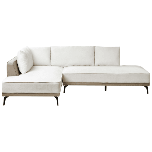 Sofá de canto MYKEN Tecido Branco creme 3 lugares à direita