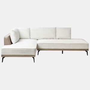 Sofá de canto MYKEN Tecido Branco creme 3 lugares à direita