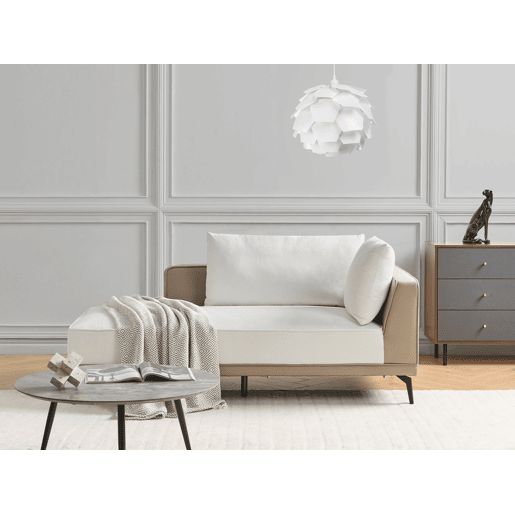 Sofá de canto MYKEN Tecido Branco creme 3 lugares à direita