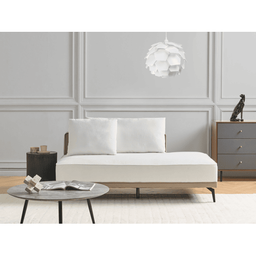 Sofá de canto MYKEN Tecido Branco creme 3 lugares à direita