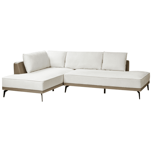 Sofá de canto MYKEN Tecido Branco creme 3 lugares à direita