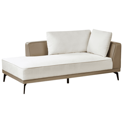 Sofá de canto MYKEN Tecido Branco creme 3 lugares à direita
