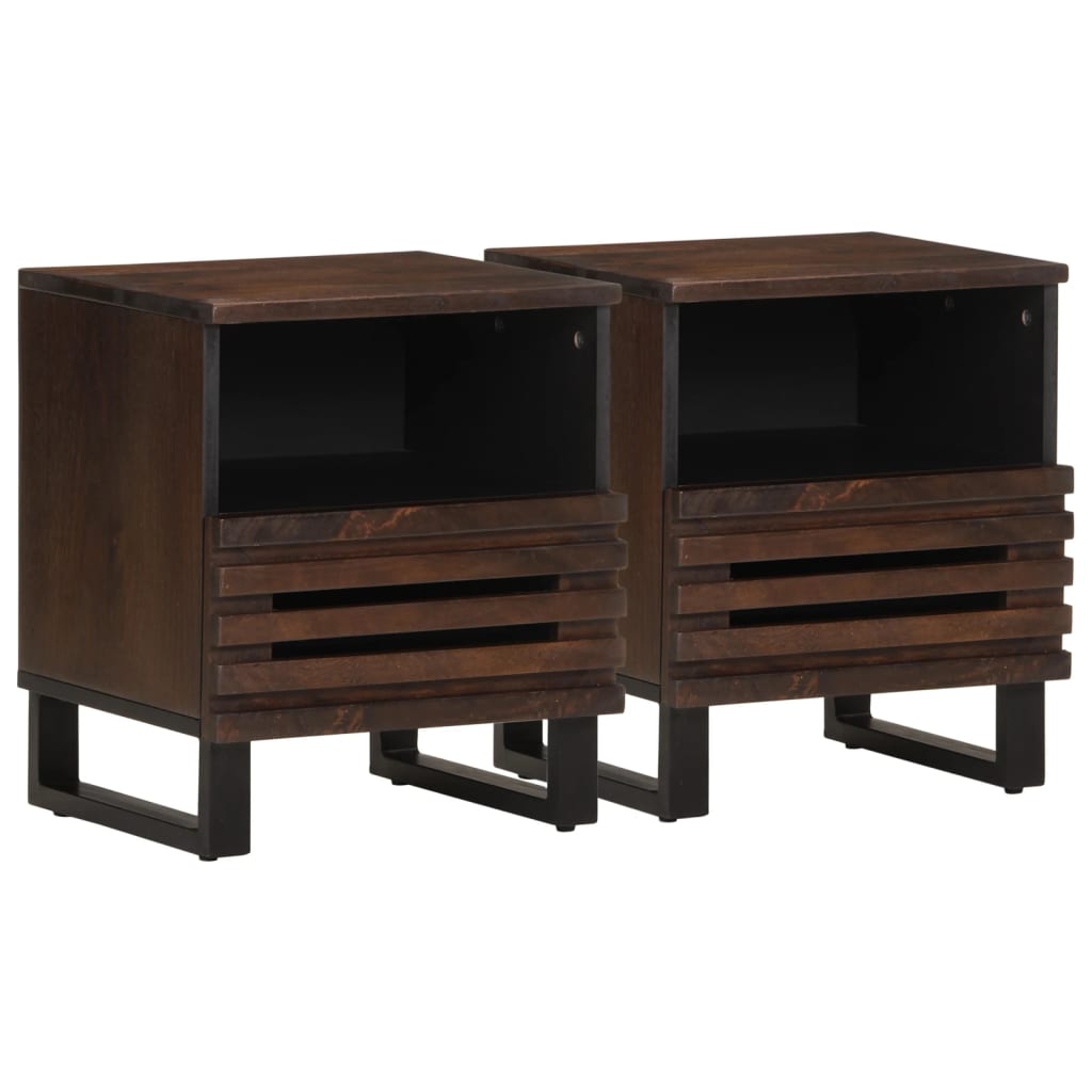 Vidaxl mesitas de noche 2 uds madera maciza de mango 40x34x46 cm