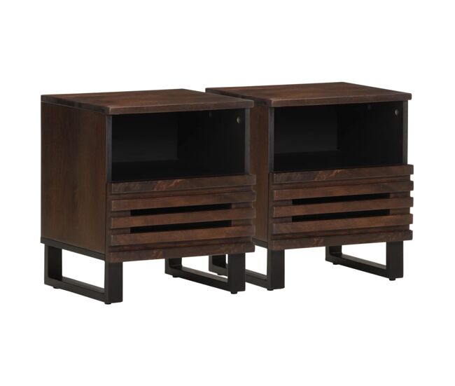 Vidaxl mesitas de noche 2 uds madera maciza de mango 40x34x46 cm