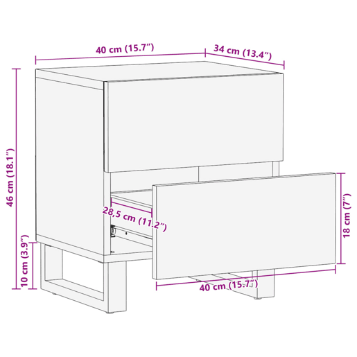 vidaXL Mesas de cabeceira 2 pcs 40x34x46 cm madeira mangueira maciça vidaXL Mesas de cabeceira 2 pcs 40x34x46 cm madeira mangueira maciça