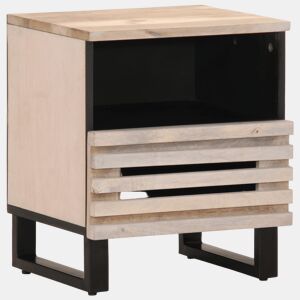 vidaXL Mesa cabeceira 40x34x46 cm madeira mangueira branqueada maciça