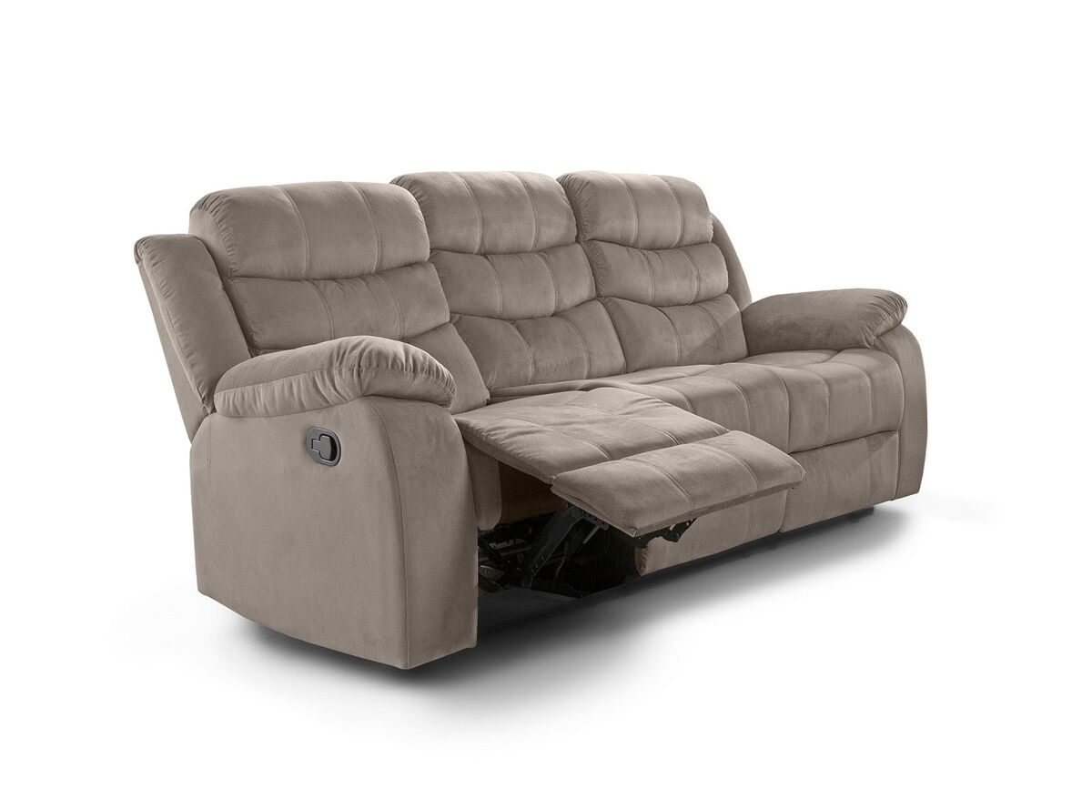 Sofa reclinable manual houston 3 plazas marron