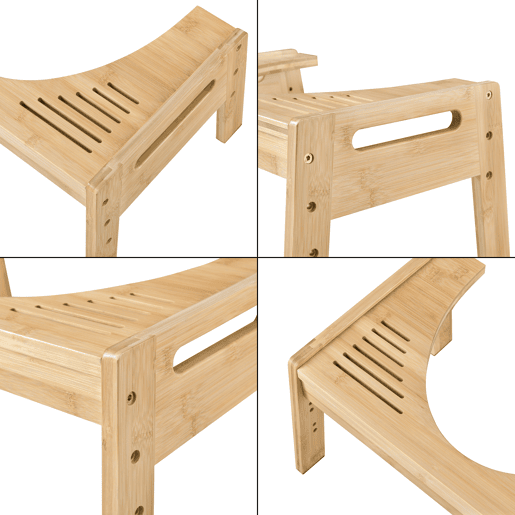 Banco de sanita com degrau Kalajoki bambu regulável em altura 21 x 42 x 30 cm natural en.casa Banco de sanita com degrau Kalajoki bambu regulável em altura 21 x 42 x 30 cm natural en.casa