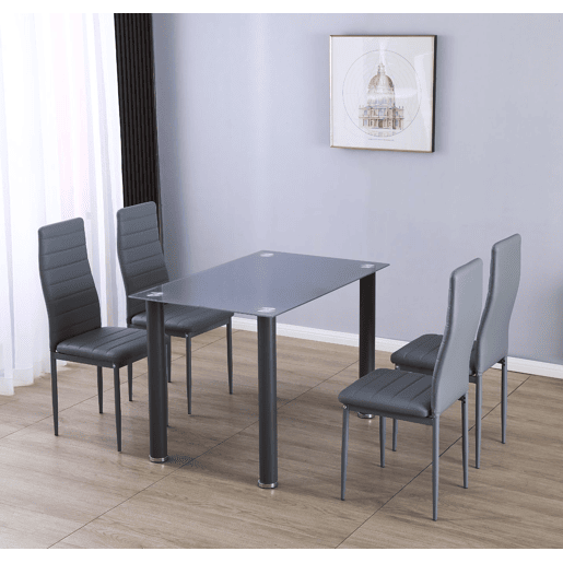 Mesa de vidro temperado + 4 cadeiras em couro sintético. Sala de jantar ou cozinha Mesa de vidro temperado + 4 cadeiras em couro sintético. Sala de jantar ou cozinha