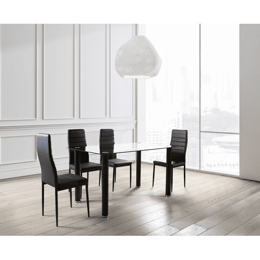Mesa de vidro temperado + 4 cadeiras em couro sintético. Sala de jantar ou cozinha Mesa de vidro temperado + 4 cadeiras em couro sintético. Sala de jantar ou cozinha