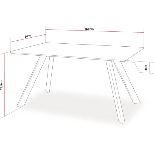 Mesa de jantar Manhattan Carvalho  Preto - 160 x 90 x 75,5 cm