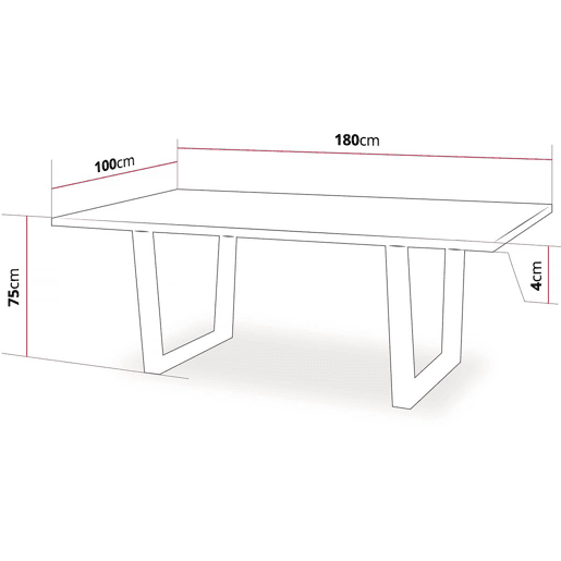 Mesa de jantar Hollywood - 200 x 100 x 76 cm - cor: Carvalho  Preto