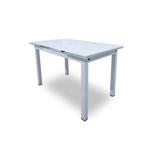 Mesa extensível de vidro + cadeiras de couro sintético Mesa extensível de vidro + cadeiras de couro sintético