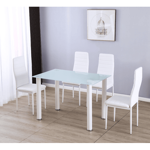 Mesa de vidro temperado + 4 cadeiras em couro sintético. Sala de jantar ou cozinha Mesa de vidro temperado + 4 cadeiras em couro sintético. Sala de jantar ou cozinha