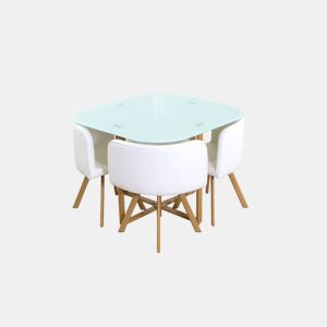 Mesa de vidro temperado Teka + 4 cadeiras. Sala de jantar ou cozinha