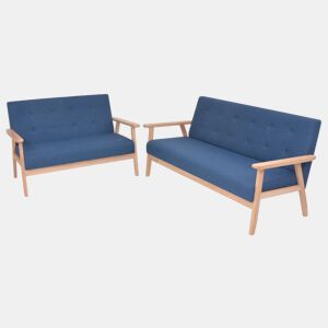 vidaXL Conjunto de sofás 2 pcs tecido azul