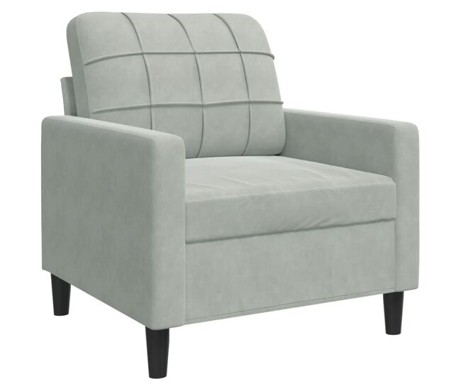 Vidaxl sillón de terciopelo gris claro 60 cm