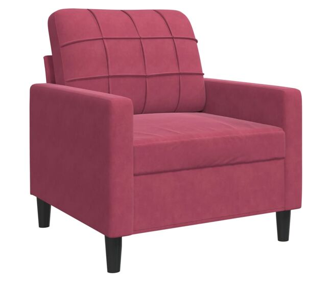 Vidaxl sillón de terciopelo rojo tinto 60 cm