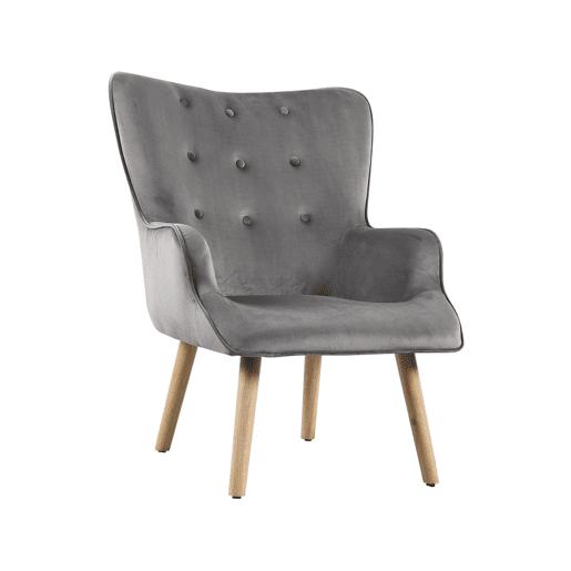 Poltrona de veludo estilo escandinavo Odense - 73 x 81 x 92,5 cm - 1 lugar - Cinza