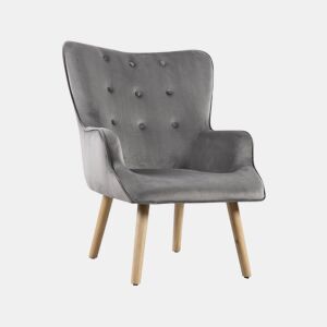 Poltrona de veludo estilo escandinavo Odense - 73 x 81 x 92,5 cm - 1 lugar - Cinza