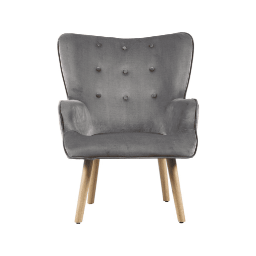 Poltrona de veludo estilo escandinavo Odense - 73 x 81 x 92,5 cm - 1 lugar - Cinza