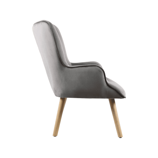 Poltrona de veludo estilo escandinavo Odense - 73 x 81 x 92,5 cm - 1 lugar - Cinza