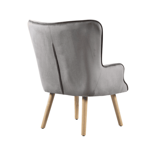 Poltrona de veludo estilo escandinavo Odense - 73 x 81 x 92,5 cm - 1 lugar - Cinza