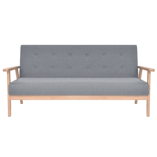 vidaXL Conjunto de sofás 3 pcs tecido cinzento claro vidaXL Conjunto de sofás 3 pcs tecido cinzento claro