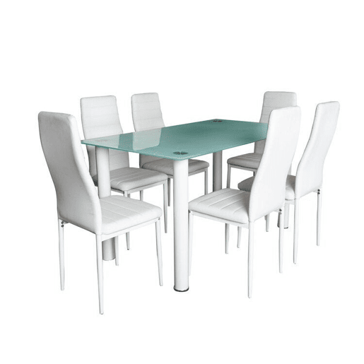 Mesa de vidro temperado + 6 cadeiras em couro sintético. Sala de jantar ou cozinha Mesa de vidro temperado + 6 cadeiras em couro sintético. Sala de jantar ou cozinha