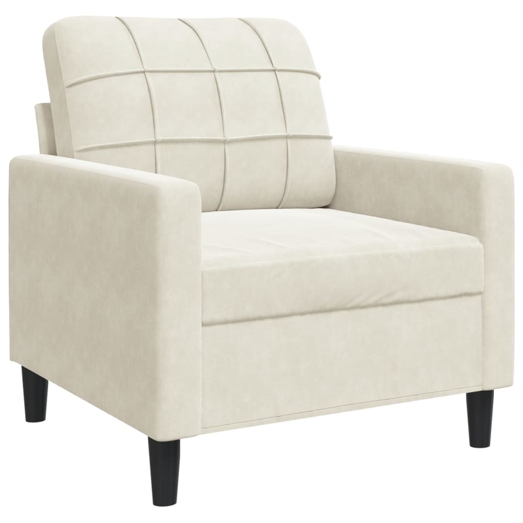 Vidaxl sillón de terciopelo color crema 60 cm