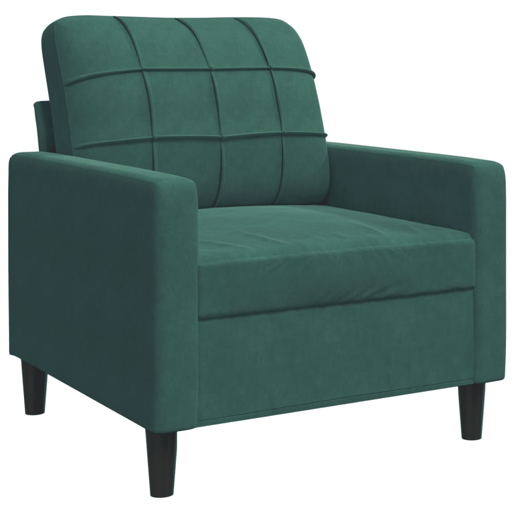 Vidaxl sillón de terciopelo verde oscuro 60 cm