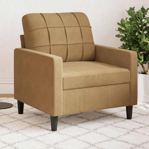 vidaXL Poltrona 60 cm veludo castanho