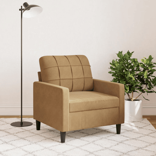 vidaXL Poltrona 60 cm veludo castanho