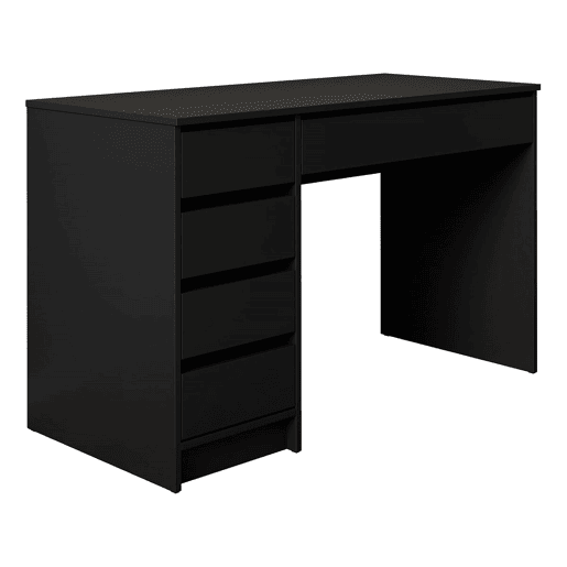 Secretária de madeira com 5 gavetas Malika - 120 x 75 x 55 cm - Preto