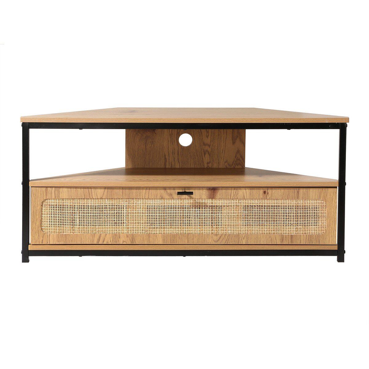 mueble de tv de esquina 1 puerta con rejilla de ratan l100 cm - jaya