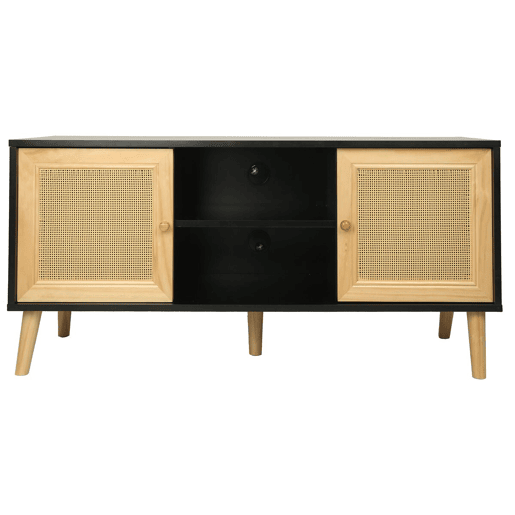 Móvel TV de cana escandinava Iguana - 120 x 30 x 56,5 cm - Preto