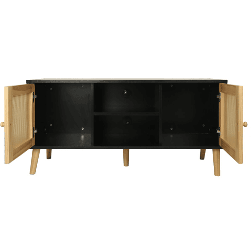 Móvel TV de cana escandinava Iguana - 120 x 30 x 56,5 cm - Preto