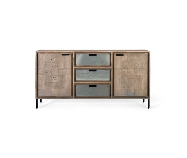Aparador alexandra house living negro beige gris metal madera de acacia 160 x 81 x 40 cm
