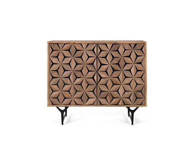 Aparador alexandra house living negro natural metal madera de mango 90 x 76 x 40 cm