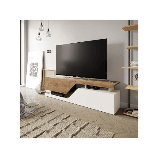 Móvel TV Ceelias - 160 x 35 x 46 cm - BrancoCastanho Escuro