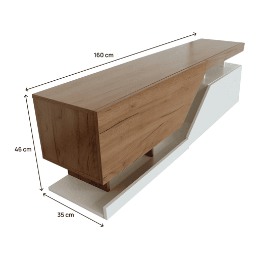 Móvel TV Ceelias - 160 x 35 x 46 cm - BrancoCastanho Escuro