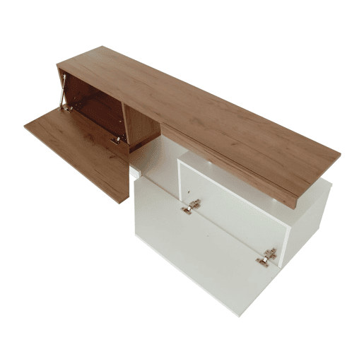 Móvel TV Ceelias - 160 x 35 x 46 cm - BrancoCastanho Escuro