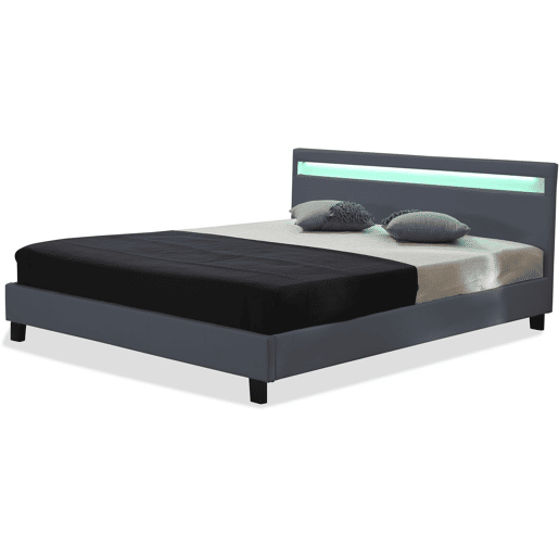 Cama com LED Maria - 140 x 190 cm - Cinza