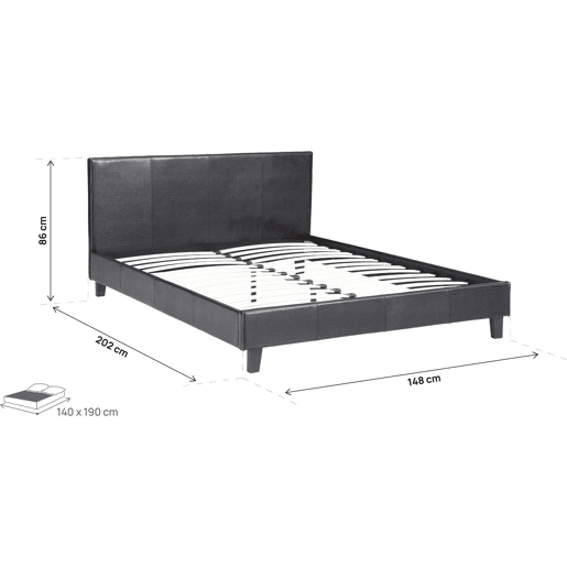 Cama Lina - 140 x 190 cm - Preto