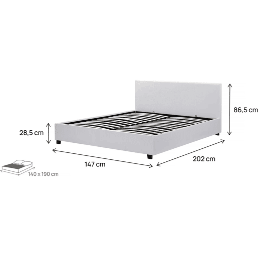 Cama de casal com baú Carla - 140 x 190 cm - Branco