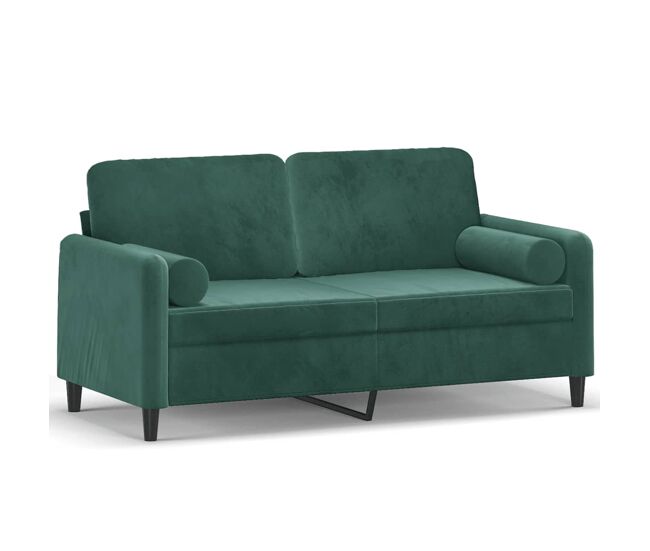 Vidaxl sofá de 2 plazas con cojines terciopelo verde oscuro 140 cm