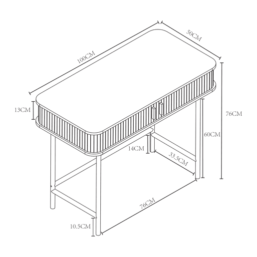 Mesa de consola Tvedestrand com portas de bambu 100x50x76cm - Efeito madeiraPreto en.casa