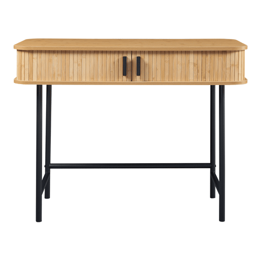 Mesa de consola Tvedestrand com portas de bambu 100x50x76cm - Efeito madeiraPreto en.casa