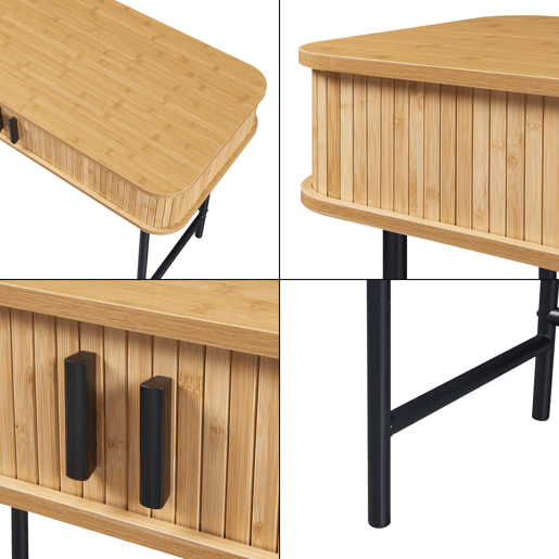 Mesa de consola Tvedestrand com portas de bambu 100x50x76cm - Efeito madeiraPreto en.casa
